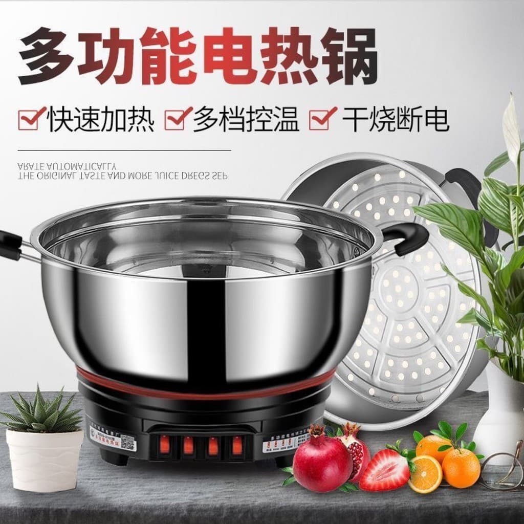 Panela quente elétrica multifuncional de aço inoxidável wok elétrico doméstico panela quente elétrica panela fervente wo