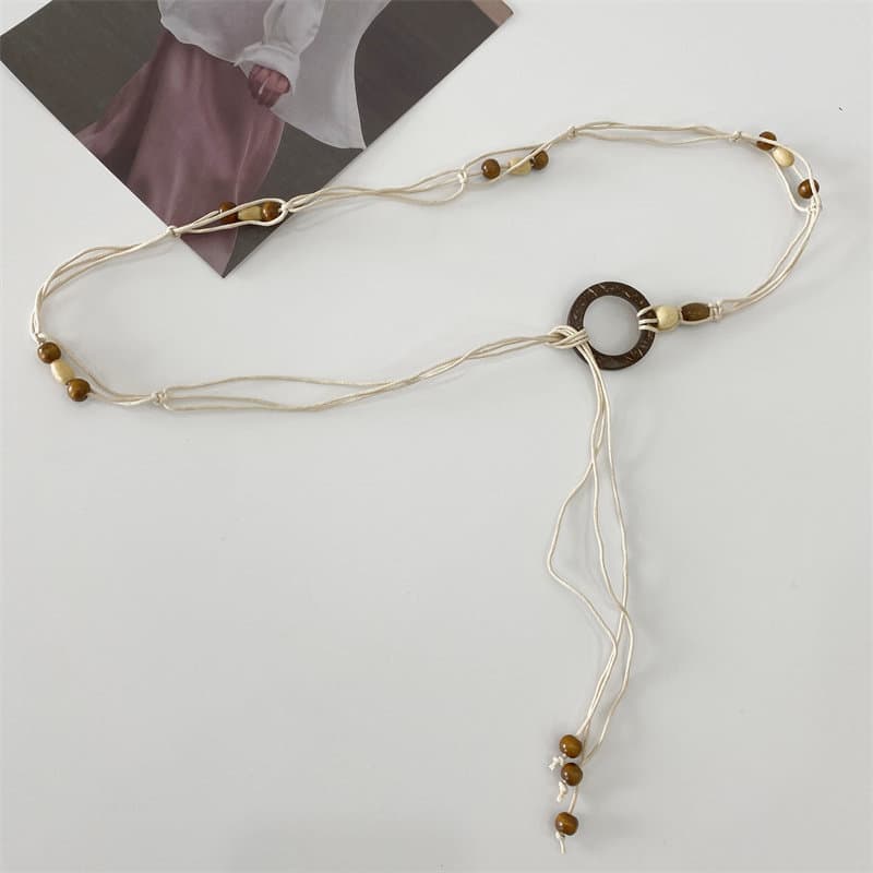 cinto feminino plus size cinto feminino Cinto feminino com corda trançada com nó bege fino