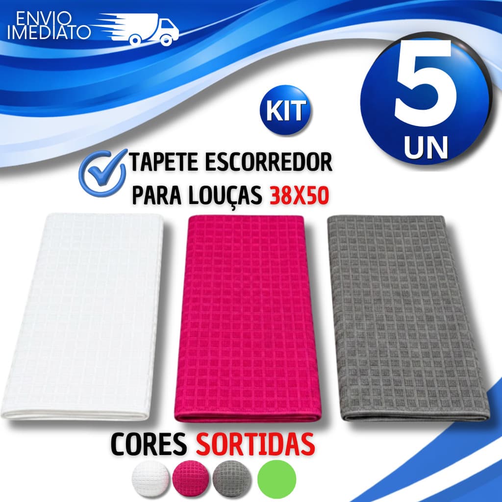 Tapete Escorredor de Louças Microfibra Absorvente 38x50cm