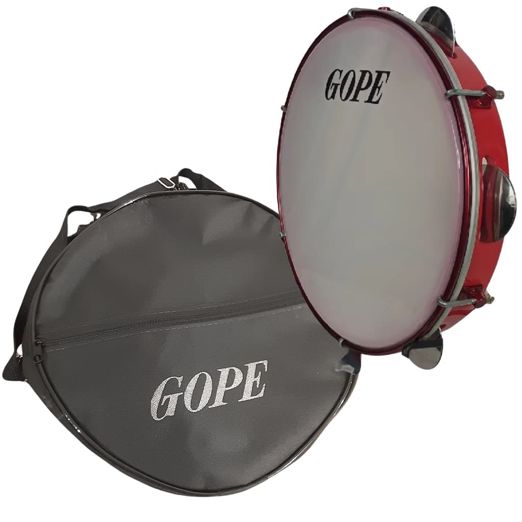 Pandeiro 10" Iniciante Madeira Red Pele Nylon + Capa Gope