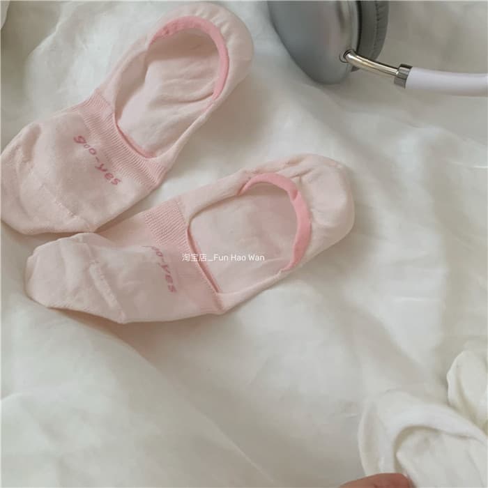 Verão ~ cor creme barco meias estilo fino meias desossadas invisível antiderrapante meias rasas respirável meias femin