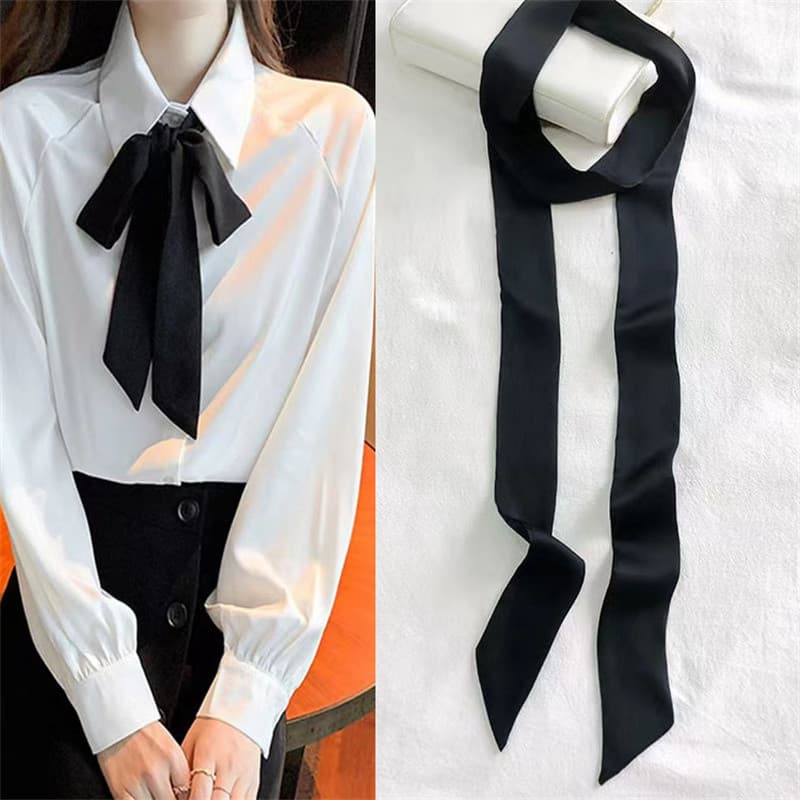 Acessórios de roupas gravata borboleta terno longo tira cachecol gravata estreita feminino cinto de fita pequena gravata