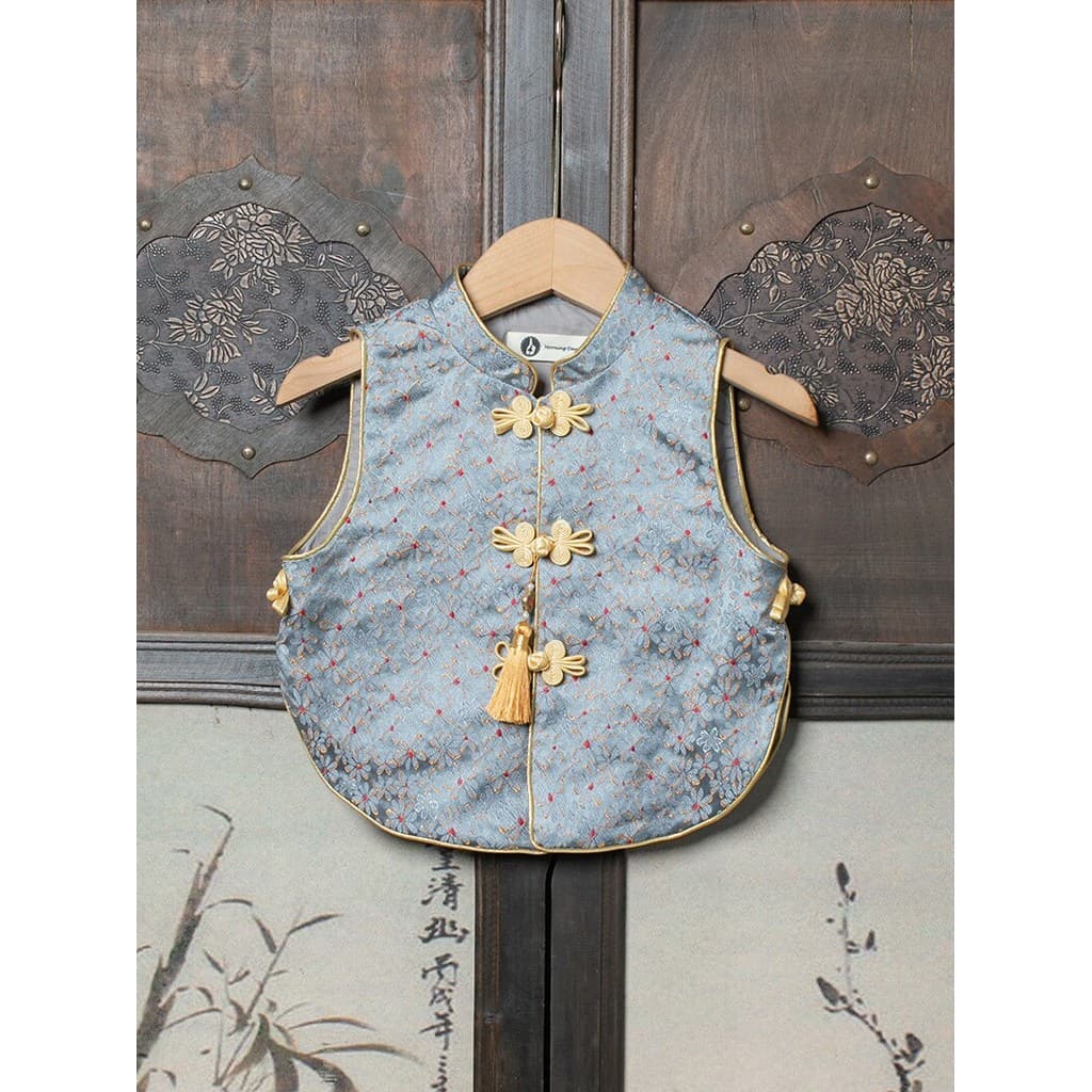 Meninos Hanfu bebê novo colete chinês topo vestido de um ano estilo chinês crianças Tang terno pequeno colete outono inv