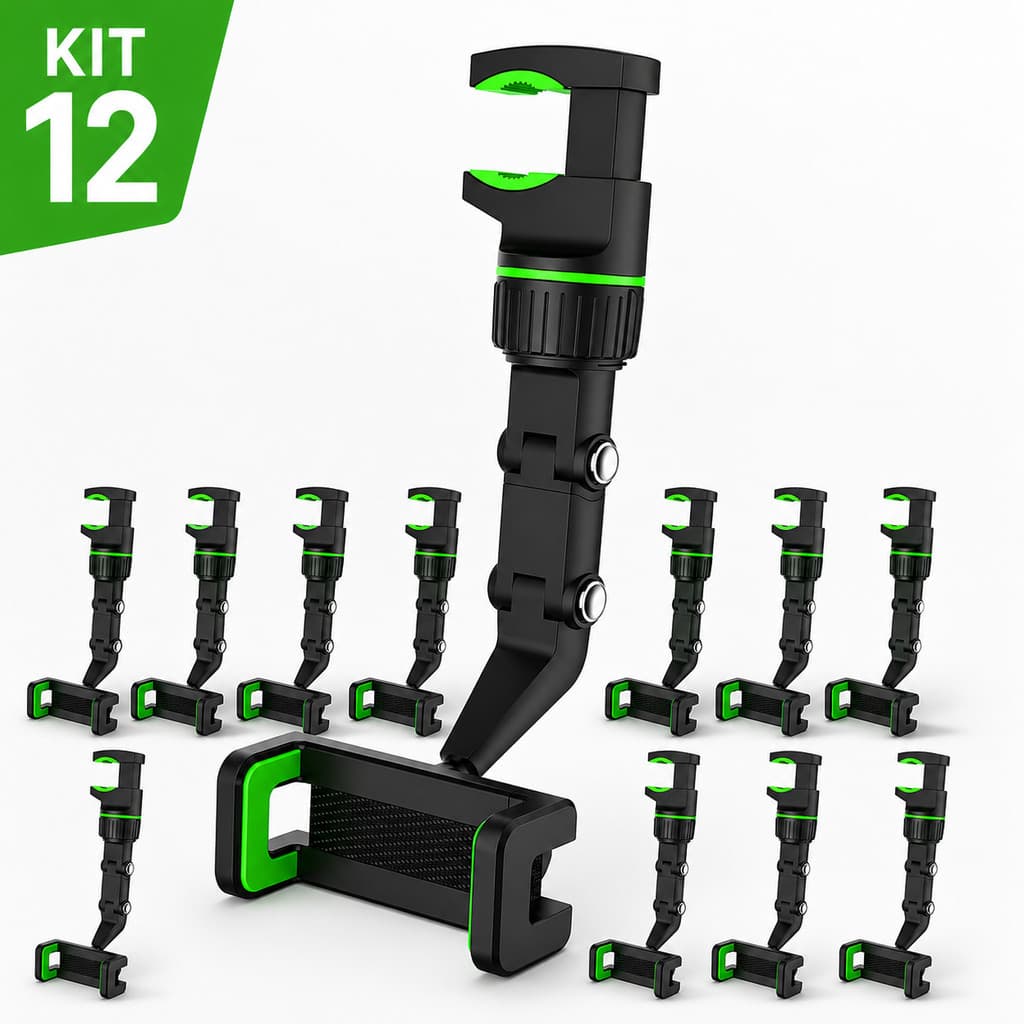 Kit 6/12 Suporte Universal para Celular com Clip e Braço Articulado 360° para Mesa Pedestal Microfone Violão e Carro