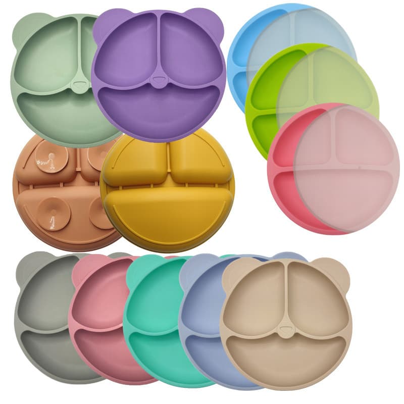 Bebê Seguro Silicone Placa De Jantar Sucção Dos Desenhos Animados Crianças Pratos Alimentação Da Criança Treinamento Tal