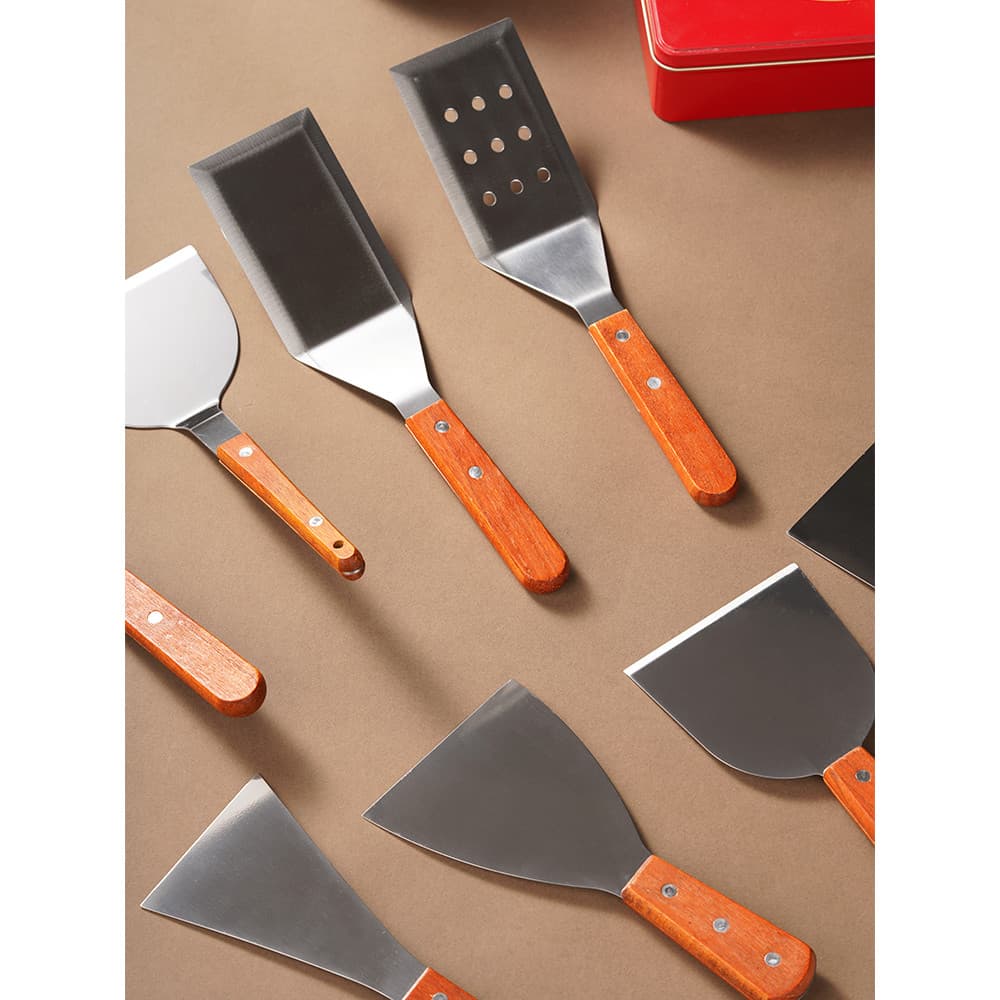 Espátula Teppanyaki de aço inoxidável, espátula de cozinha, bife, grelha, espátula inclinada, salsicha em pó, Spatu