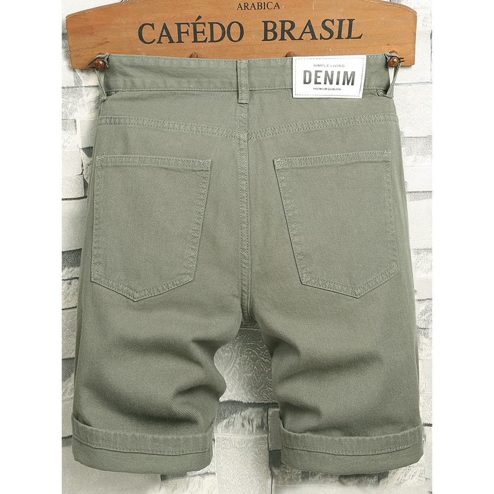 2026 novas calças verdes do exército Shorts masculinos verão estilo fino calças cortadas de cinco pontos estilo masculin