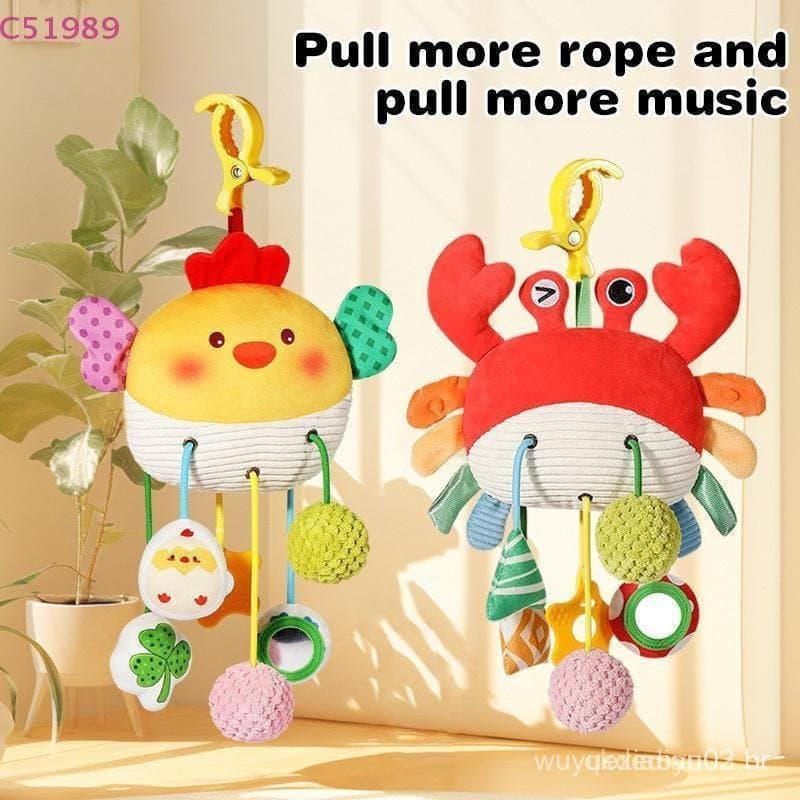 [kaan] Cama De Bebê Pendurada Com Cordão Brinquedo De Alegria Chocalhos Para Bebês Recém-Nascidos Puxar Corda Brinquedos