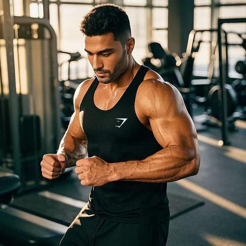 Roupas de Fitness masculino tubarão colete de secagem rápida verão esportes collants elástico respirável suor-absorvente