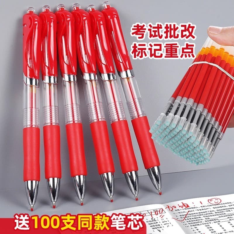 Caneta esferográfica vermelha exame dedicado Push tipo caneta tinteiro caneta de assinatura de escritório de negócios