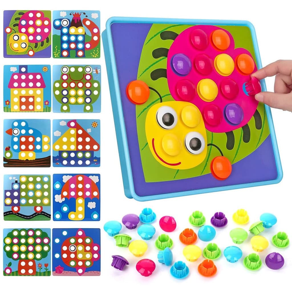 Brinquedos educativos coloridos cogumelo arte botões brinquedos infantis