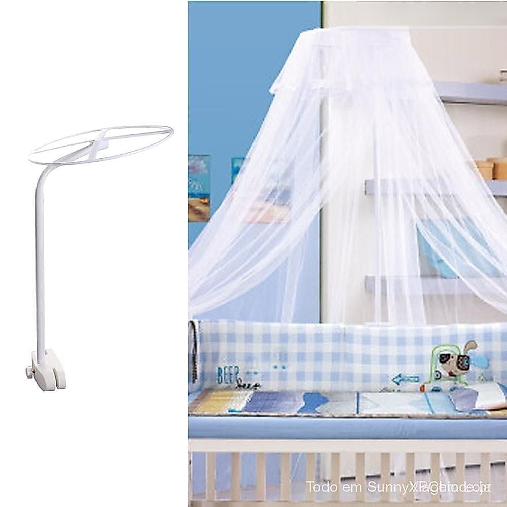 Suporte De Rede Mosquiteira NORMAN , Redondo De Cama De Ferro , Berço Branco Durável Do Bebê Quadro Da Barra Mosquito