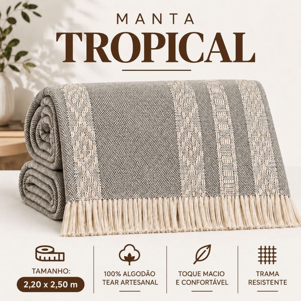 Manta Decorativa Tropical Sofá 2,55x2,25m Grande GIGANTE Premium Conforto