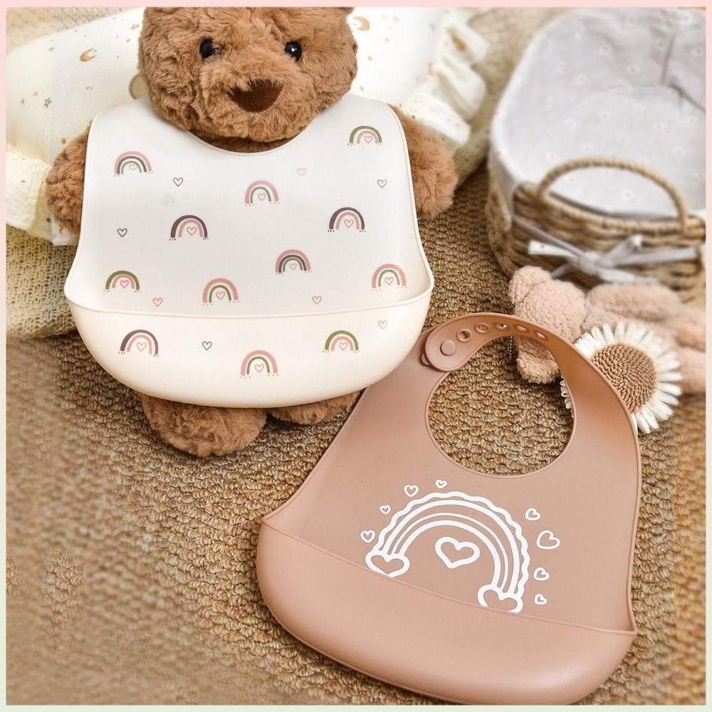 Babadores Infantis Para Babar , Macios Com Coletor De Alimentos , De Silicone Bebês , Babador À Prova D'água