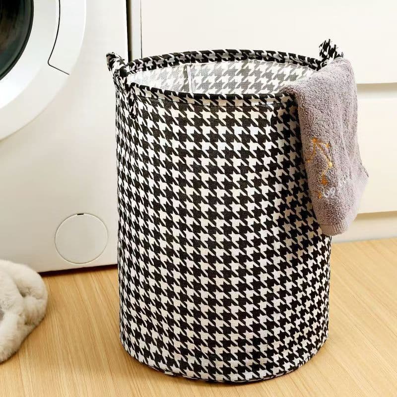 Houndstooth cesta de roupas sujas armazenamento de roupas sujas dormitório dobrável engrossado brinquedo cesta de roupas