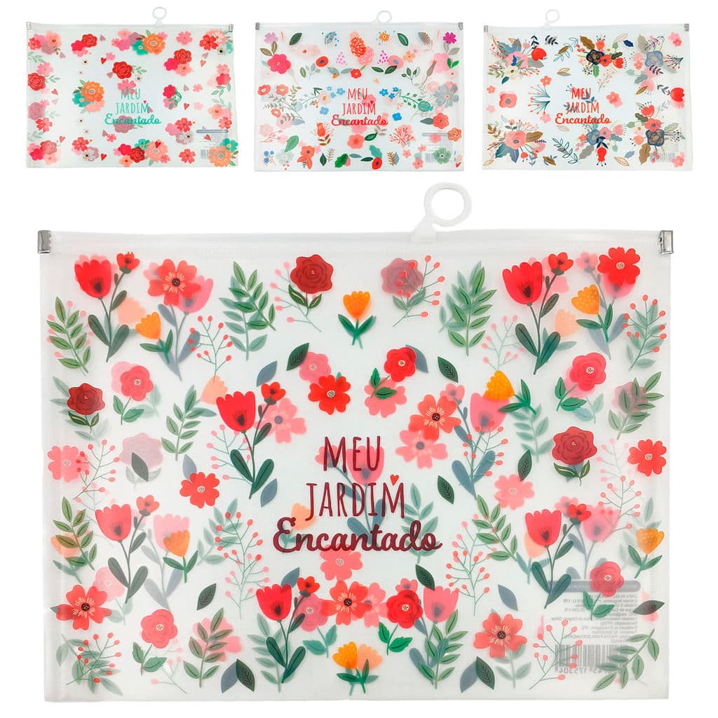 Pasta Arquivo Floral A4 em Plástico Dcarte