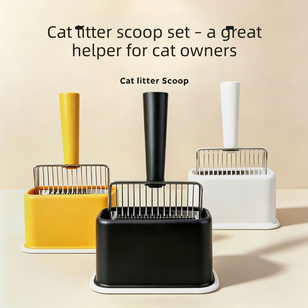 Conjunto de pá para areia de gato em aço inoxidável com Base para vazamento de areia de poros finos Pá para gatos Suprim