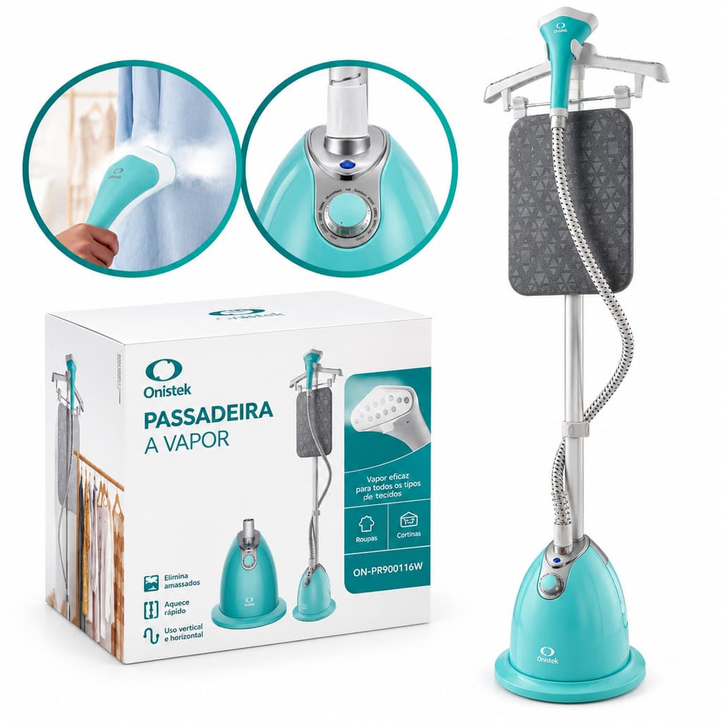 Passadeira a Vapor Vertical Onistek 1300W Vaporizador de Roupas Steamer 1,4L 10 Modos 127V