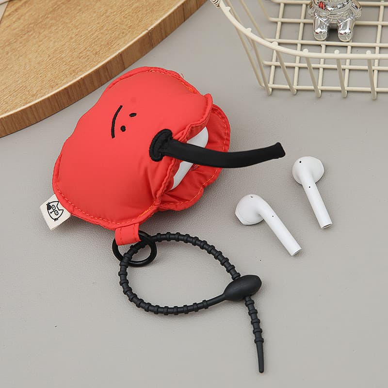 Estojo macio e resistente a quedas para fones de ouvido, com um pequeno saco de armazenamento com tema de frutas, ideal
