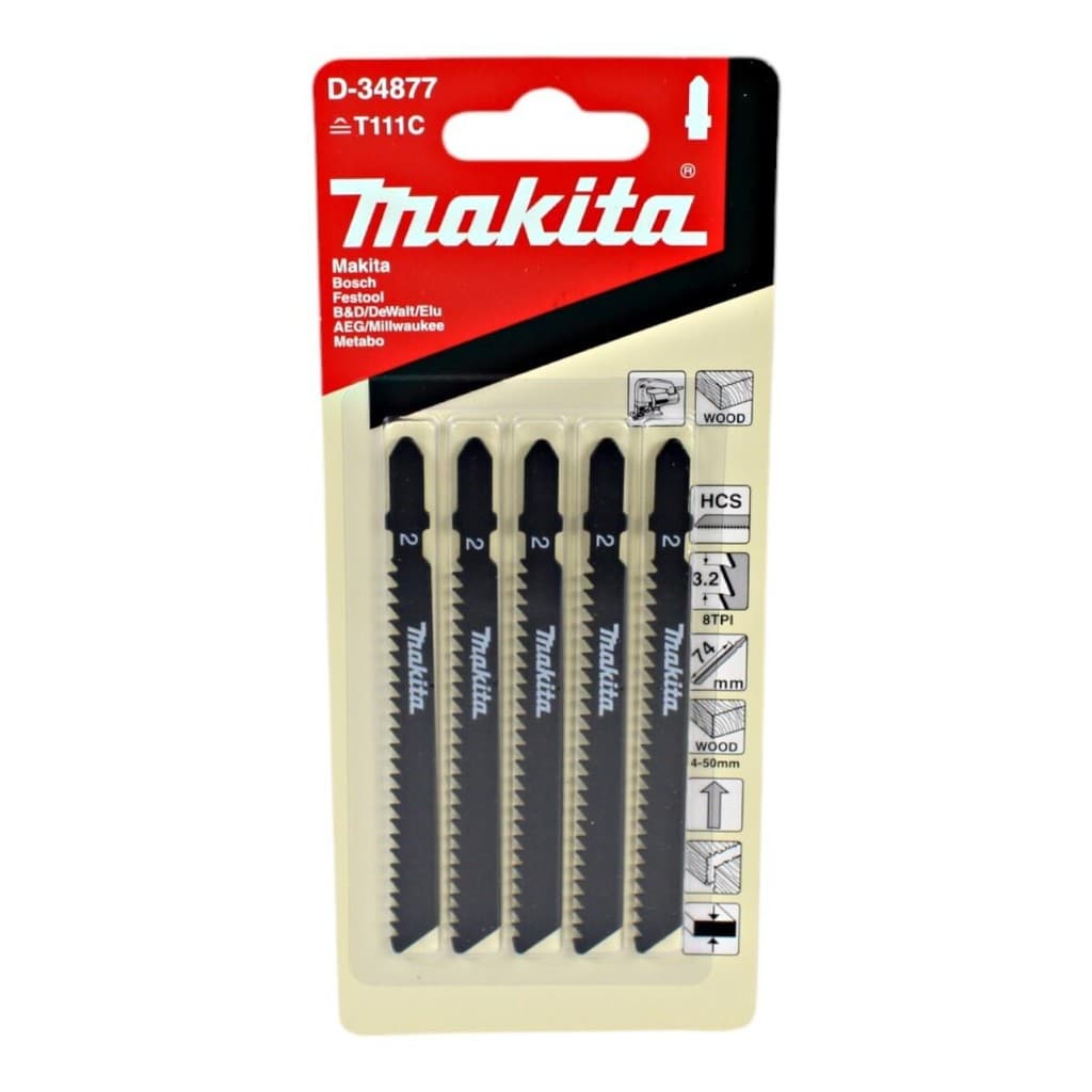 5 Lâminas de Serra Tico-tico P/ Madeira Makita D-34877