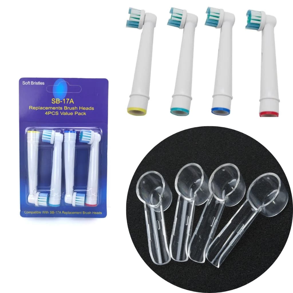 Refil compatível escova elétrica Oral B Kit 4 Unidades + 4 Capas Protetoras