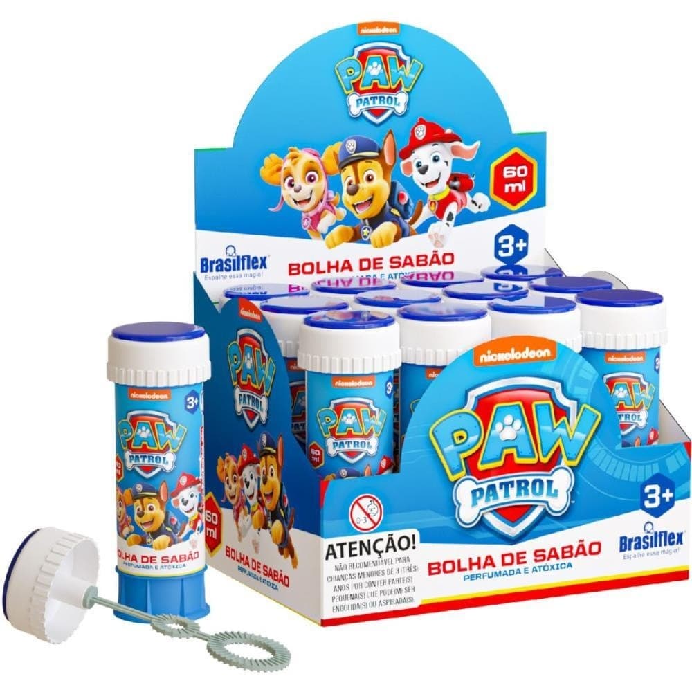 Bolha de Sabao Patrulha Canina CX C/ 12 Unidades - 60ML C/JOGO