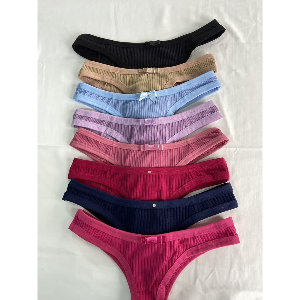 Kit 10 Tangas Calcinhas Tanga Márcia Canelada Feminina Confortável Sortidas
