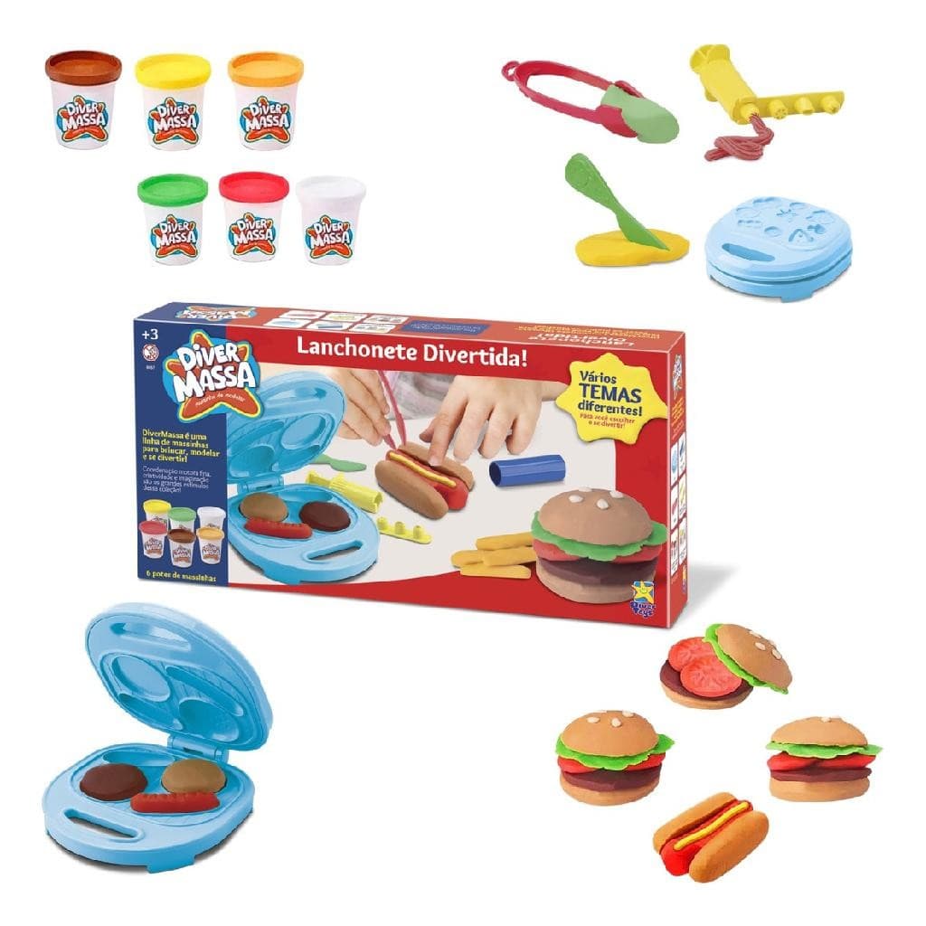 Lanchonete Massinha Brinquedo Diver Massa  Divertida Grill Com Acessórios