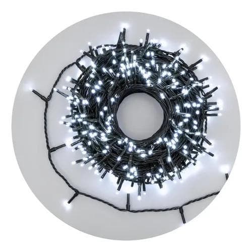 Cordão 500 Leds Luz Fixo Branco Frio Fio Verde 50m Bivolt