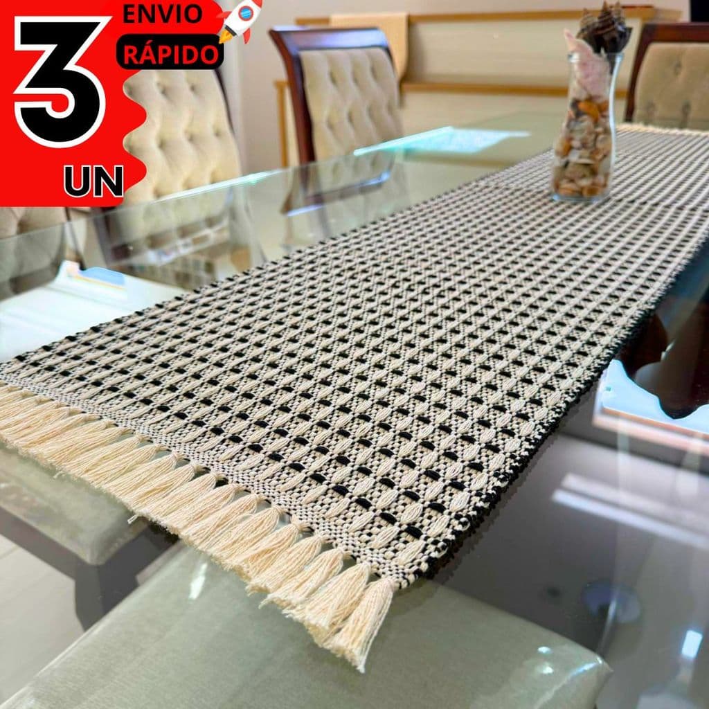 3 UN Caminho de Mesa Preto Premium  -  Usado para Decorar, Aparador Centro, Ideal para Proteger Mesa