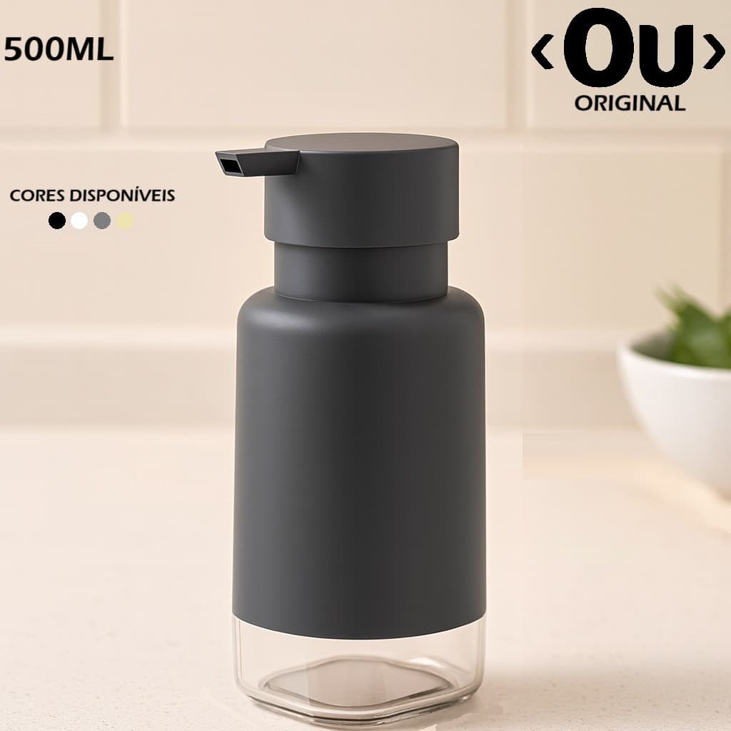 Porta Detergente Sabonete Liquido Dispenser Álcool Gel Ou 500ml Pia Cozinha Banheiro Lavabo Elegante