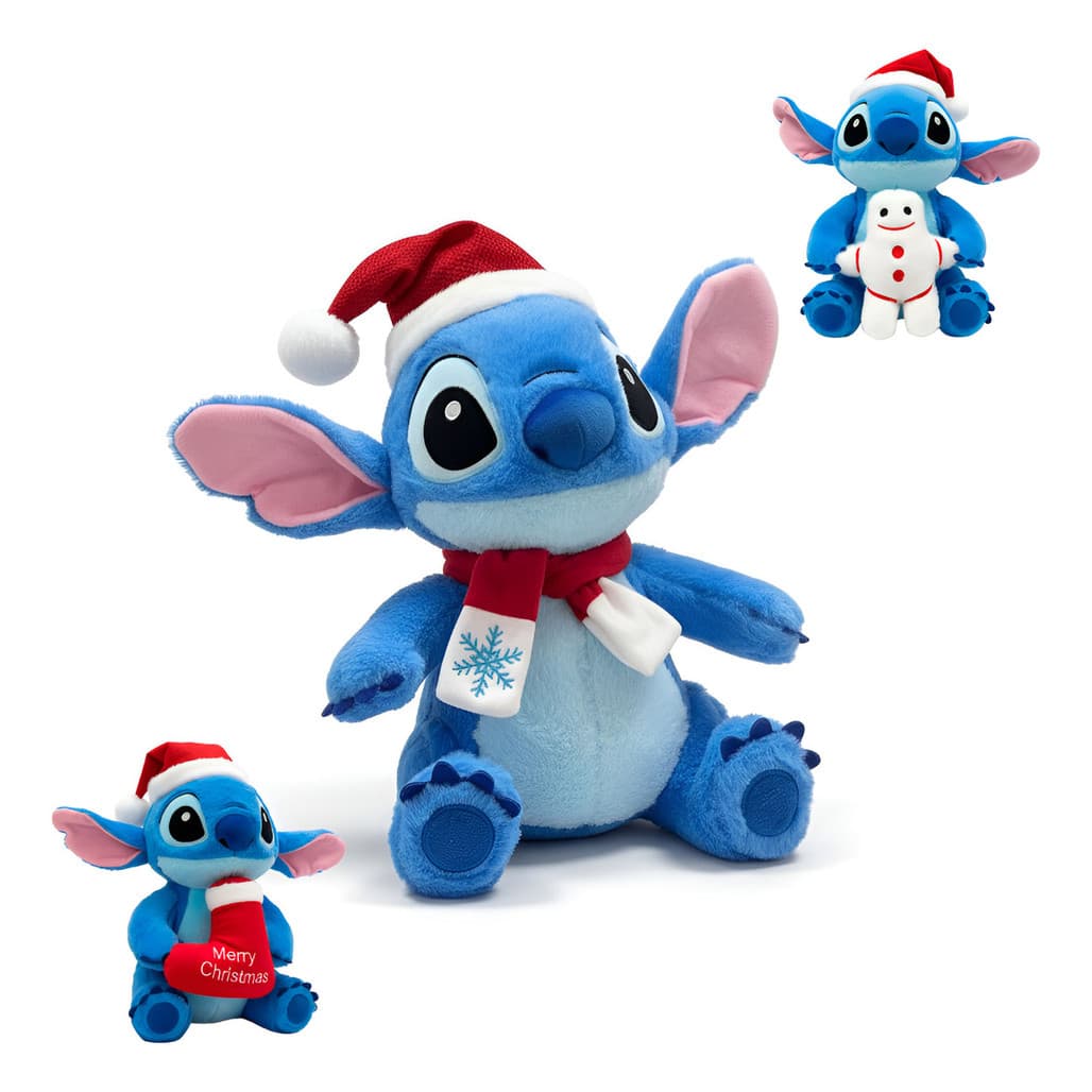 Urso de Pelúcia Stitch Com Enfeite De Natal Gorro Urso 40cm - Escolha o Modelo