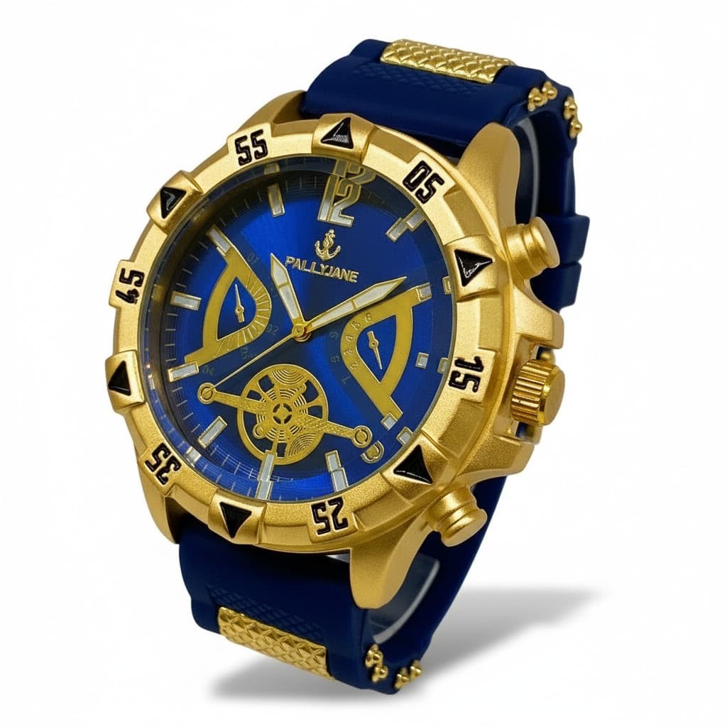 Relogio Masculino Silicone Banhado a Ouro 18k Original Quartzo Luxo