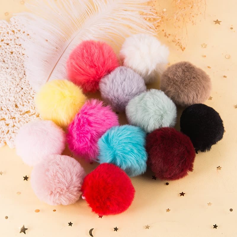 20 peças de pom-pom de coelho de pelúcia sintética de 4cm, adequadas para decorações artesanais DIY, ornamentos e acessó