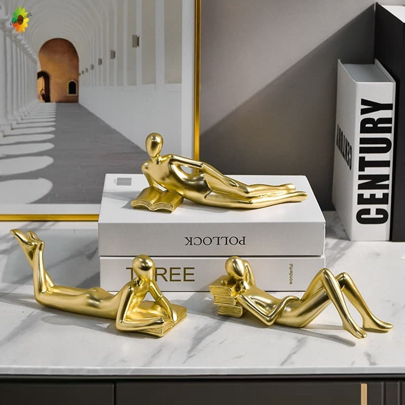 Ornamento De Leitura De Pensador De Resina Abstrata-Decoração De Casa Simples E Moderna Para Sala De Estar