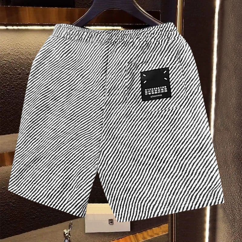 Venda quente contraste cor listrado Shorts Street Wear bonito Casual calças cortadas 2025 verão novo estilo masculino so