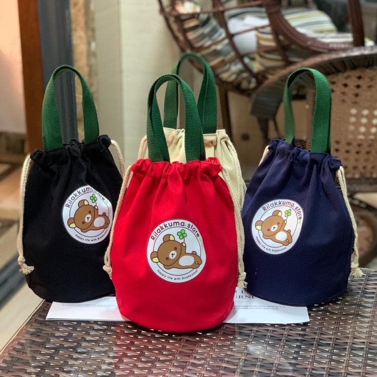 Estilo japonês lona suporte de copo água saco trabalho portátil pequeno saco térmico copo portátil guisado copo pote cas