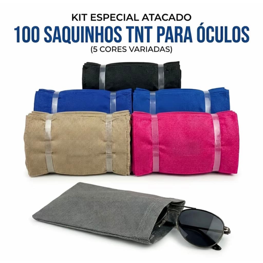 Kit 100 Saquinhos tnt s/ barbante Para Óculos Sol E Grau Nova
