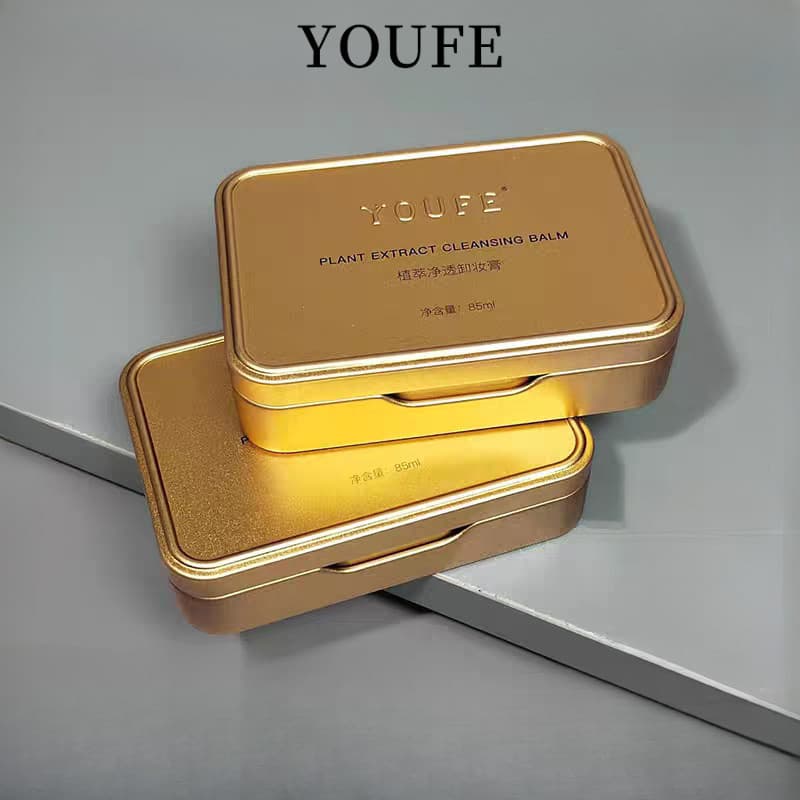 YOUFE 85ml Extrato De Planta Bálsamo De Limpeza Caixa De Metal Dourado Suave Sólido Pasta Facial Cuidados Diários Com A
