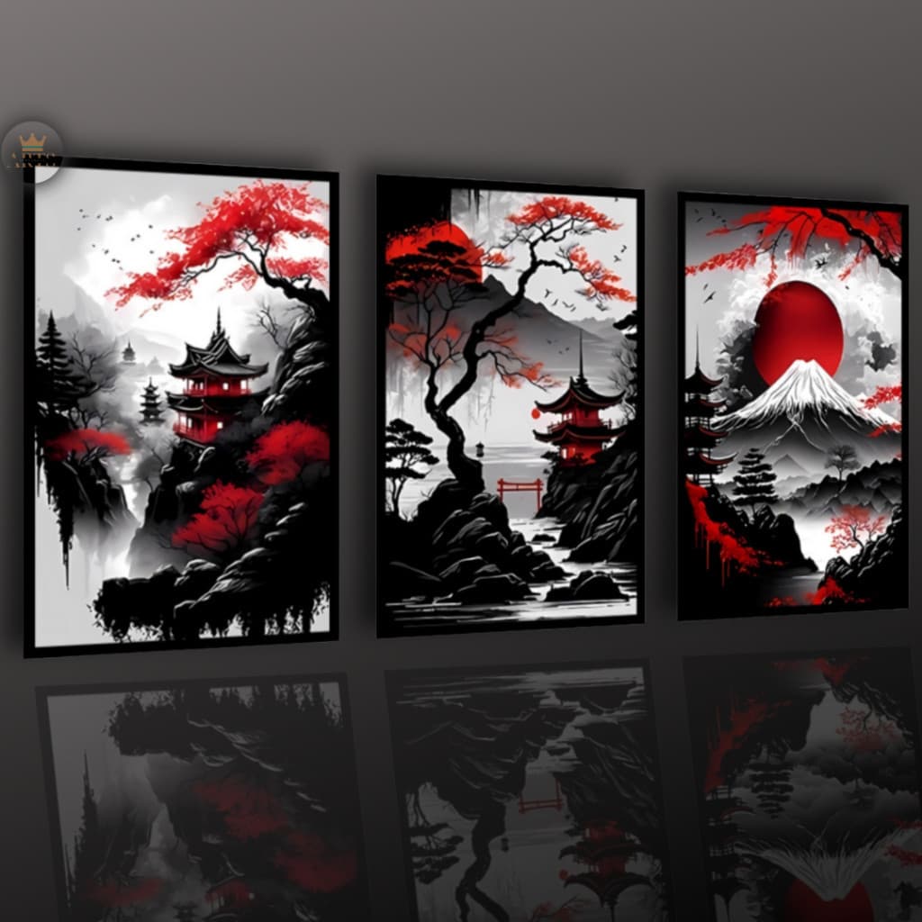 3 pcs Quadros Decorativos Arte Oriental Moderna Estilo Japonês Sala de Estar Quarto Decoração de Parede