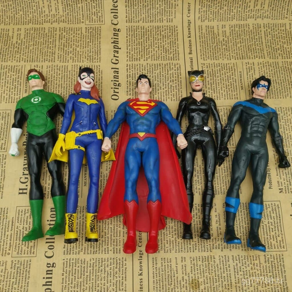 Figuras soltas populares: Heróis americanos da Marvel e da DC, Superman, Catwoman, Green Lantern, Robin, figuras de ação
