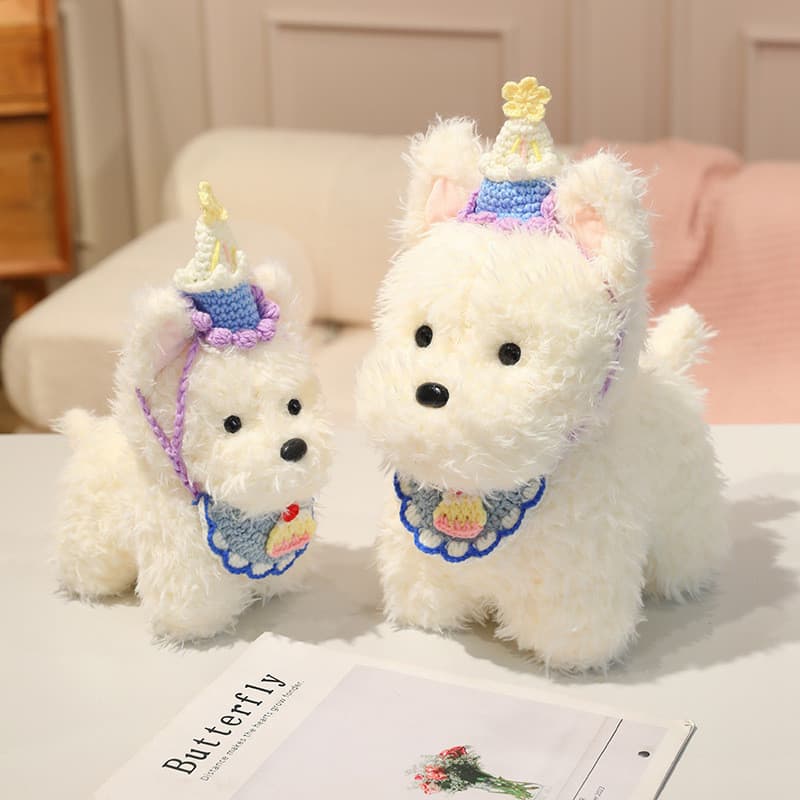 Bonito com capuz rabisco filhote de cachorro boneca West Highland brinquedo de pelúcia animal de estimação brinquedo de