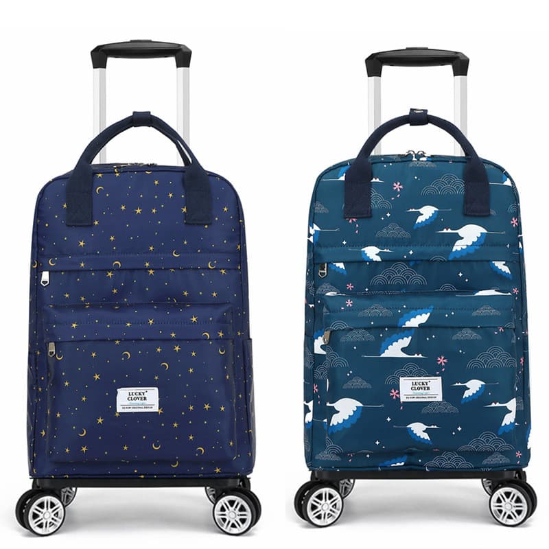À prova dwaterproof água impresso versão coreana mochila Casual Universal roda carrinho saco de bagagem embarque mão bag