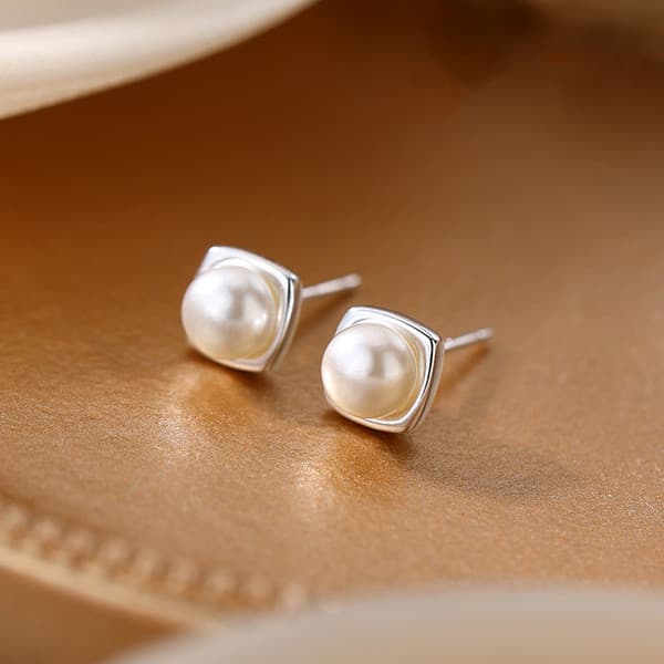 | 【cartelas de brincos feminino】 | kit brinco aço inoxidável ♨Simples quadrado pérola brincos novo estilo brincos nicho