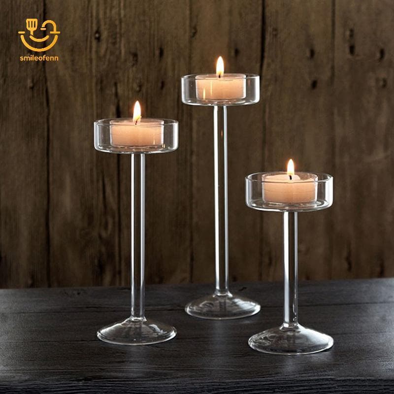 smileofenn 1 Peça Conjunto De Castiçais De Vidro Tealight Castiçal Decoração De Casa Peças Centrais De Mesa De Casamento