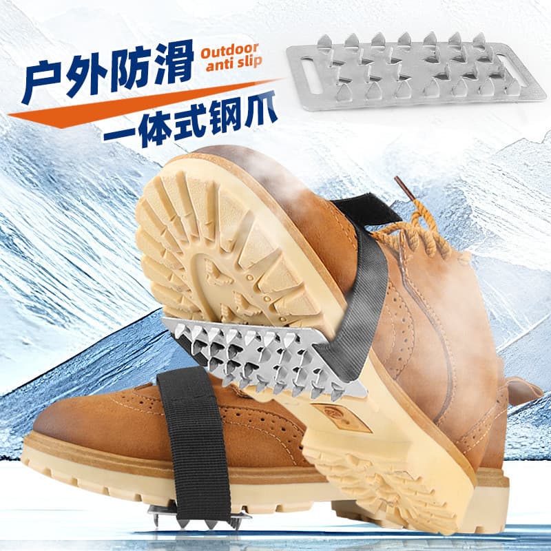 Simples ao ar livre 26 dentes crampons montanhismo neve antiderrapante sapato capa Velcro aço inoxidável superfície de g