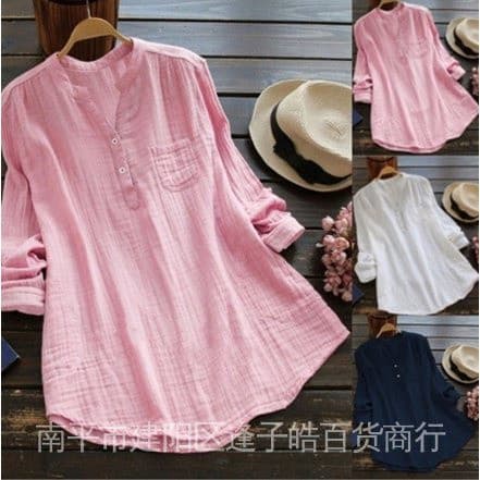Blusa Feminina Solta de Cor Sólida, Manga Longa, Casual, Tamanho Plus, Camisetas 0114 ICBX XYGR
