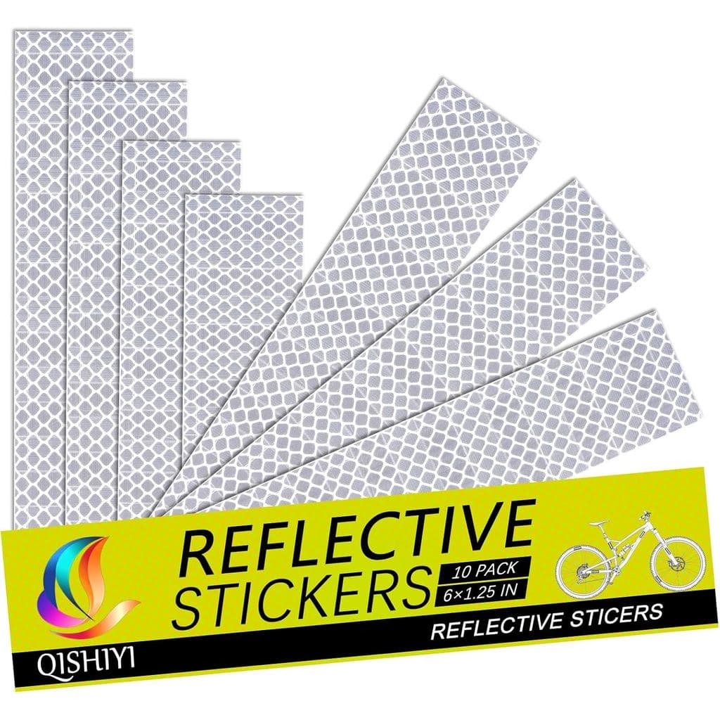 10 Adesivos Refletivos, Fita Refletiva de Segurança de 1,25 x 6 polegadas para Capacetes de Carro, Caixas de Correio, Bi