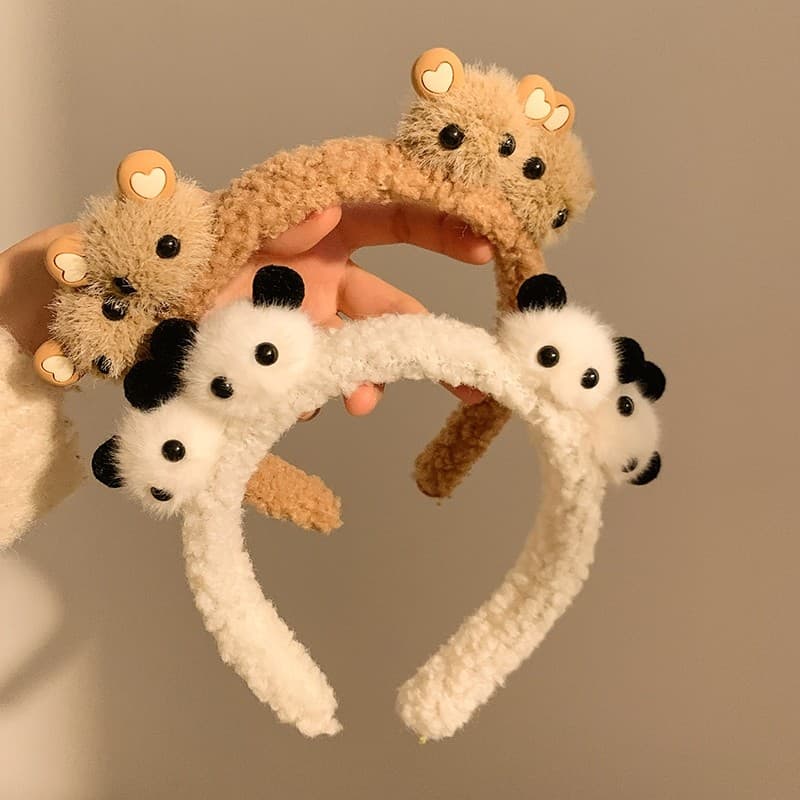 Urso dos desenhos animados de pelúcia bandana feminino bonito Panda rosto lavagem Hairpin bandana acessórios para o cabe