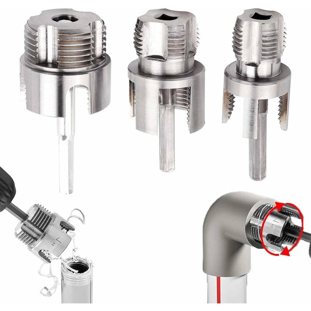 Conjunto de 3 Peças de Rosqueador de Tubos de PVC, Ferramenta de Rosqueamento Interno e Externo de Dupla Função para PVC
